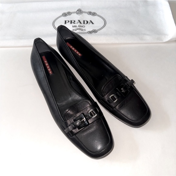 Prada Women's Black Leather Loafers - Picture 1 of 6